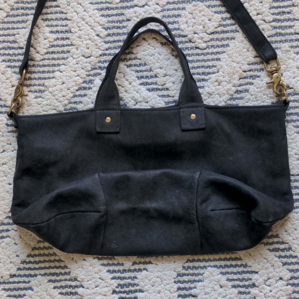 Clare V. Black Suede Leather Crossbody Satchel Bag - Picture 9 of 15